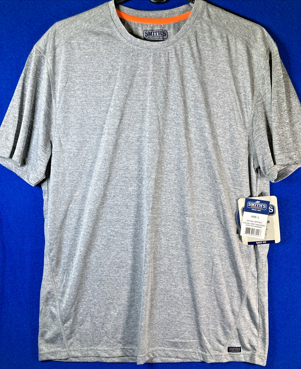 SMITH'S Men's Performance T-Shirt Size L Gray Heathered Crew Neck NWT